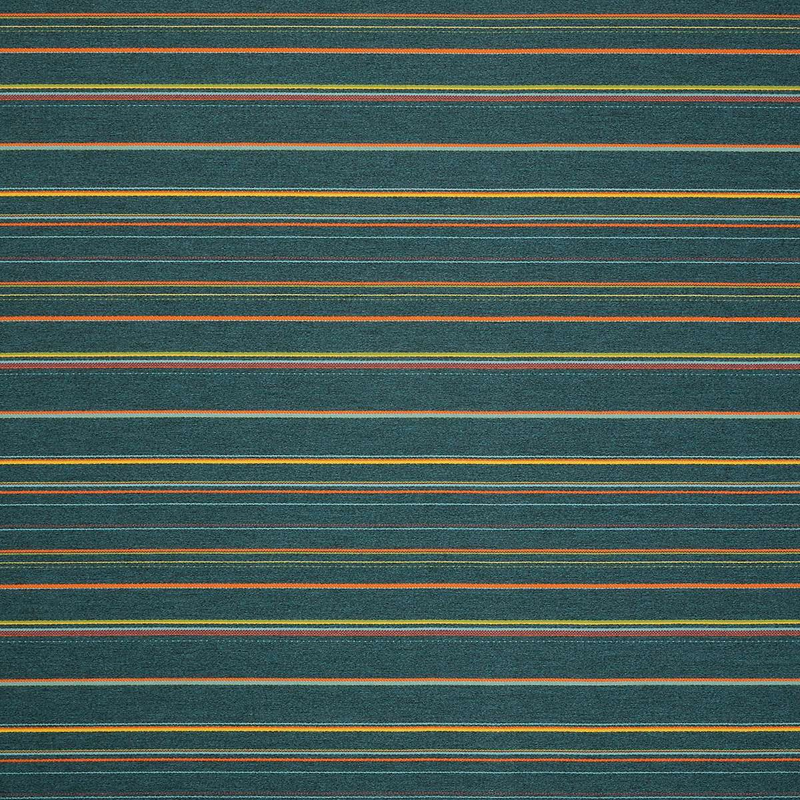 Sunbrella Prismatic Lagoon Acrylic Fabric - Lagoon Stripe, Blue/Orange/Yellow/Green, 54" Width (By The Yard)