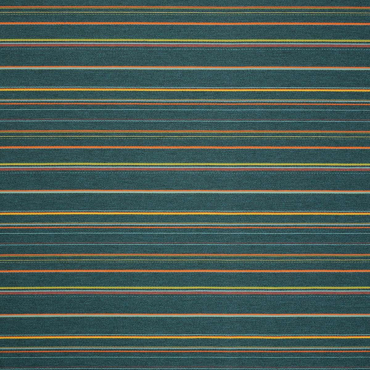 Sunbrella Prismatic Lagoon Acrylic Fabric - Lagoon Stripe, Blue/Orange/Yellow/Green, 54" Width (By The Yard)