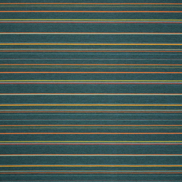 Sunbrella Prismatic Lagoon Acrylic Fabric - Lagoon Stripe, Blue/Orange/Yellow/Green, 54" Width (By The Yard)