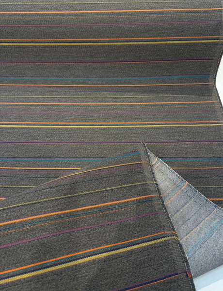 Sunbrella Prismatic Acrylic Fabric - Gray Granite Stripe, Charcoal Gray Multicolor Vertical Stripes, 54" Width (1 Yard)
