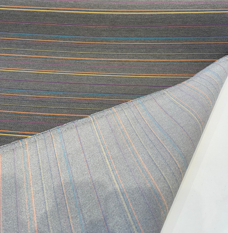Sunbrella Prismatic Acrylic Fabric - Gray Granite Stripe, Charcoal Gray Multicolor Vertical Stripes, 54" Width (1 Yard)