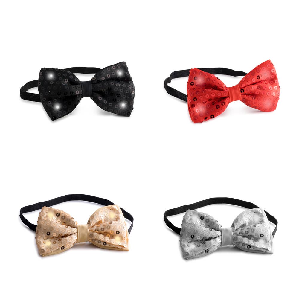 Silver Bow Tie with Flashing Lights