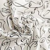 Picasso Eastern Accents Boutique Cotton Fabric - White Snow, Black Linework, 54" Width (1 Yard)
