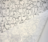 Picasso Eastern Accents Boutique Cotton Fabric - White Snow, Black Linework, 54" Width (1 Yard)