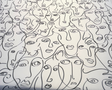 Picasso Eastern Accents Boutique Cotton Fabric - White Snow, Black Linework, 54" Width (1 Yard)