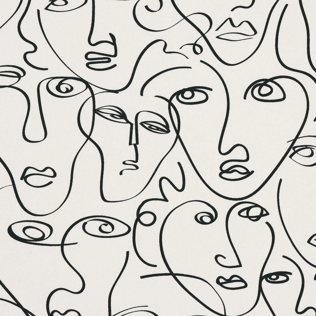 Picasso Eastern Accents Boutique Cotton Fabric - White Snow, Black Linework, 54" Width (1 Yard)
