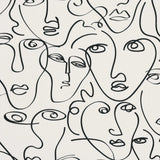 Picasso Eastern Accents Boutique Cotton Fabric - White Snow, Black Linework, 54" Width (1 Yard)