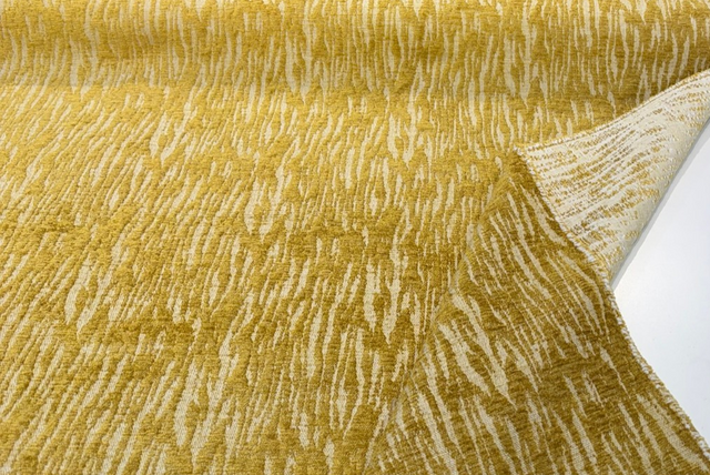 Mosley Gold Chenille Fabric - Gold Abstract Stripe-Like Pattern, 56" Width (1 Yard)