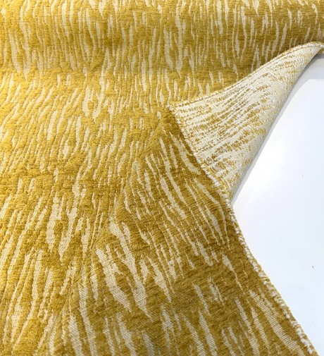 Mosley Gold Chenille Fabric - Gold Abstract Stripe-Like Pattern, 56" Width (1 Yard)
