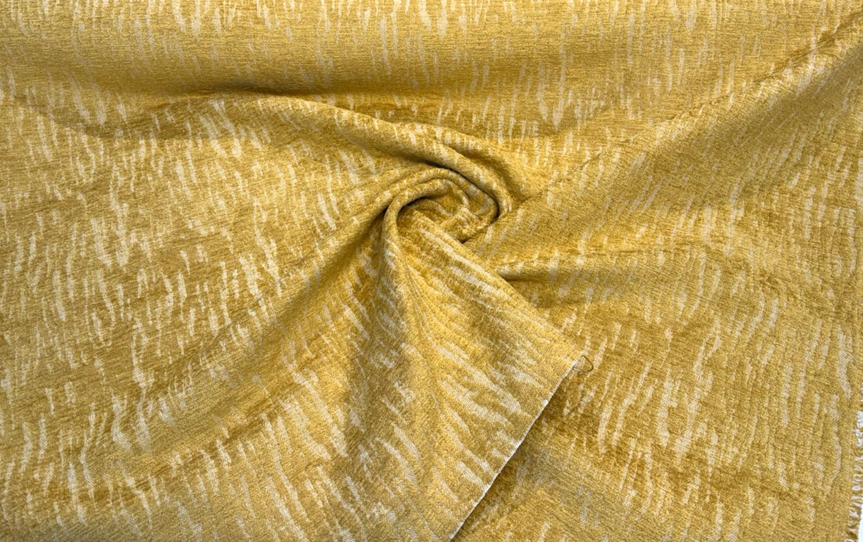 Mosley Gold Chenille Fabric - Gold Abstract Stripe-Like Pattern, 56" Width (1 Yard)