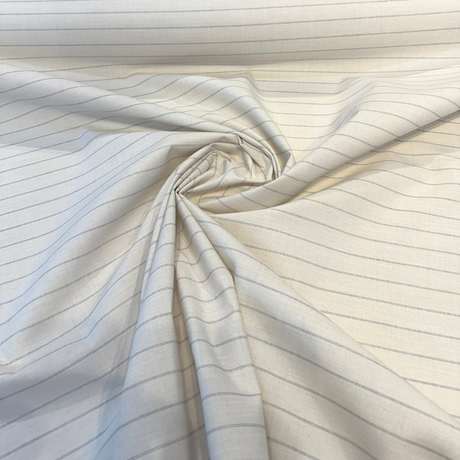Sunbrella Ticking Pebble Solution-Dyed Acrylic Fabric - Pebble Gray/Off-White Ticking Stripe, 54" Width (By The Yard)