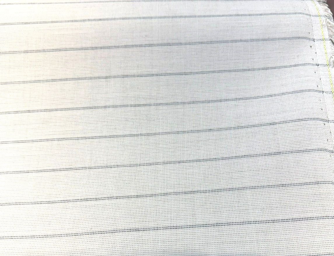 Sunbrella Ticking Pebble Solution-Dyed Acrylic Fabric - Pebble Gray/Off-White Ticking Stripe, 54" Width (By The Yard)
