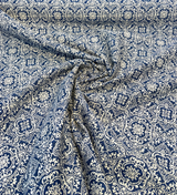 Amalfi Sunbrella Acrylic Fabric - Azure Blue/Ivory Damask, 54" Width, 7.5" Repeat (1 Yard)