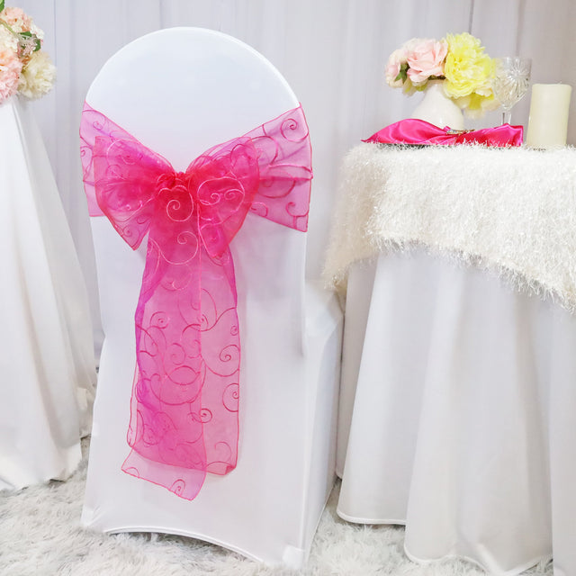 Organza Chair Sash Sample Fuchsia