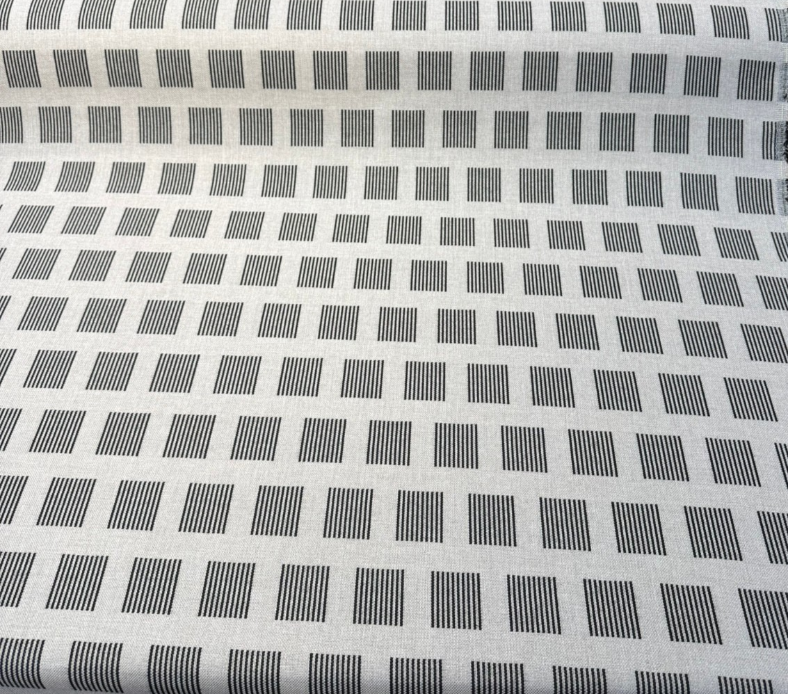 Sunbrella Novara Graphite Solution-Dyed Acrylic Fabric - Graphite Geometric Stripe, 56" Width (1 Yard)