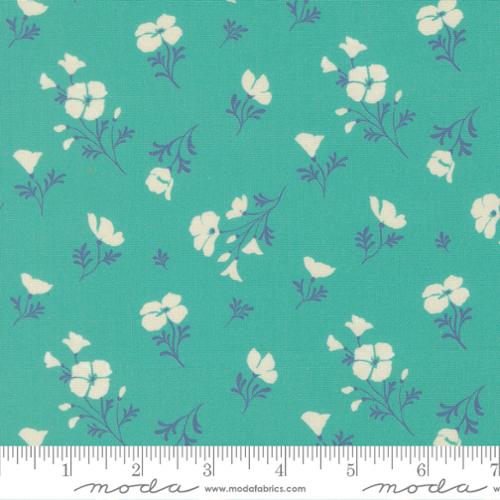 Cotton Print Fabric Cannon Beach Turquoise Astoria Florals 44/45"