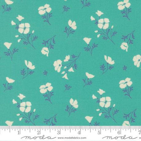 Cotton Print Fabric Cannon Beach Turquoise Astoria Florals 44/45"