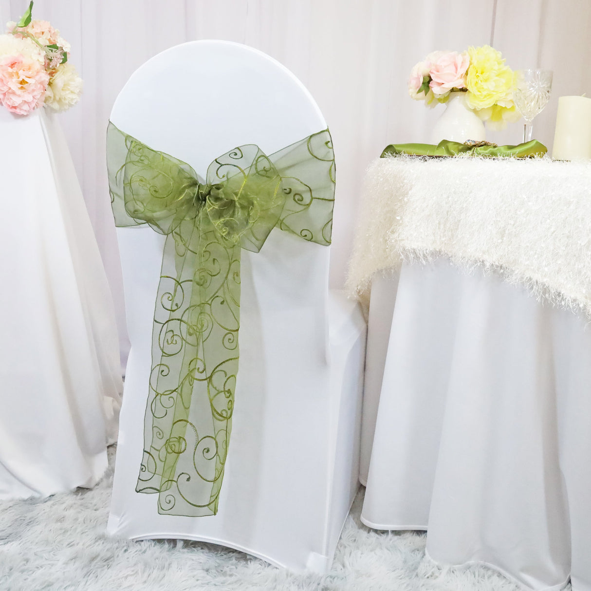 Organza Chair Sash Sample 8x108 Moss Green