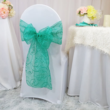 Embroidered Organza Chair Sash Sample