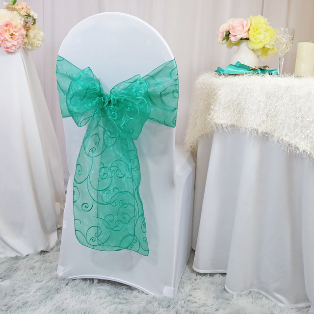 Embroidered Organza Chair Sash Sample