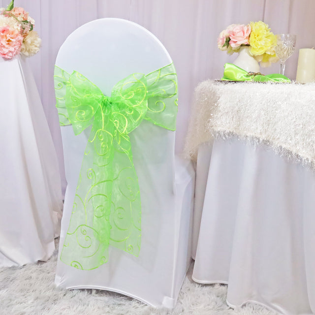 Embroidered Organza Chair Sash Sample