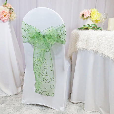 Embroidered Organza Chair Sash Sample