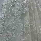 Embroidered Bridal Lace Ivory Silver