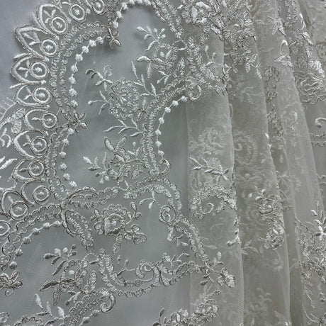 Polyester Corded Bridal Lace Fabric 52" Wide