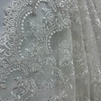Corded Bridal Lace Fabric - Ivory With Silver Floral Embroidery, 52" Width (1 Yard)