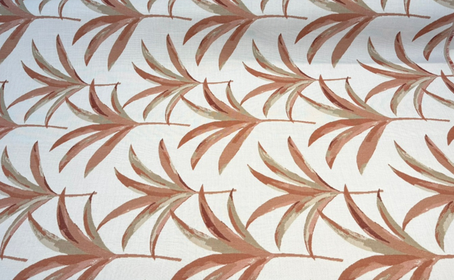 Sunbrella Martinique Mango Solution-Dyed Acrylic Fabric - Tropical Palm Leaf Print, Terracotta, Clay Orange, Beige, Ivory, 54" Width (1 Yard)