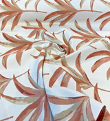 Sunbrella Martinique Mango Solution-Dyed Acrylic Fabric - Tropical Palm Leaf Print, Terracotta, Clay Orange, Beige, Ivory, 54" Width (1 Yard)