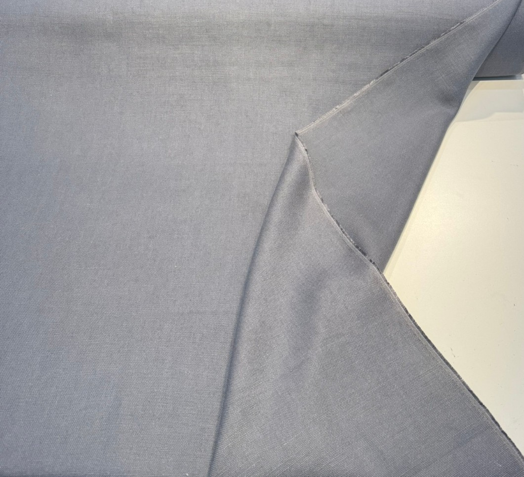 Libeco Belgian Tailored Linen Sanfor Airo Gray Blue Linen Fabric - Gray Blue, Tailored, 54" Width (1 Yard)