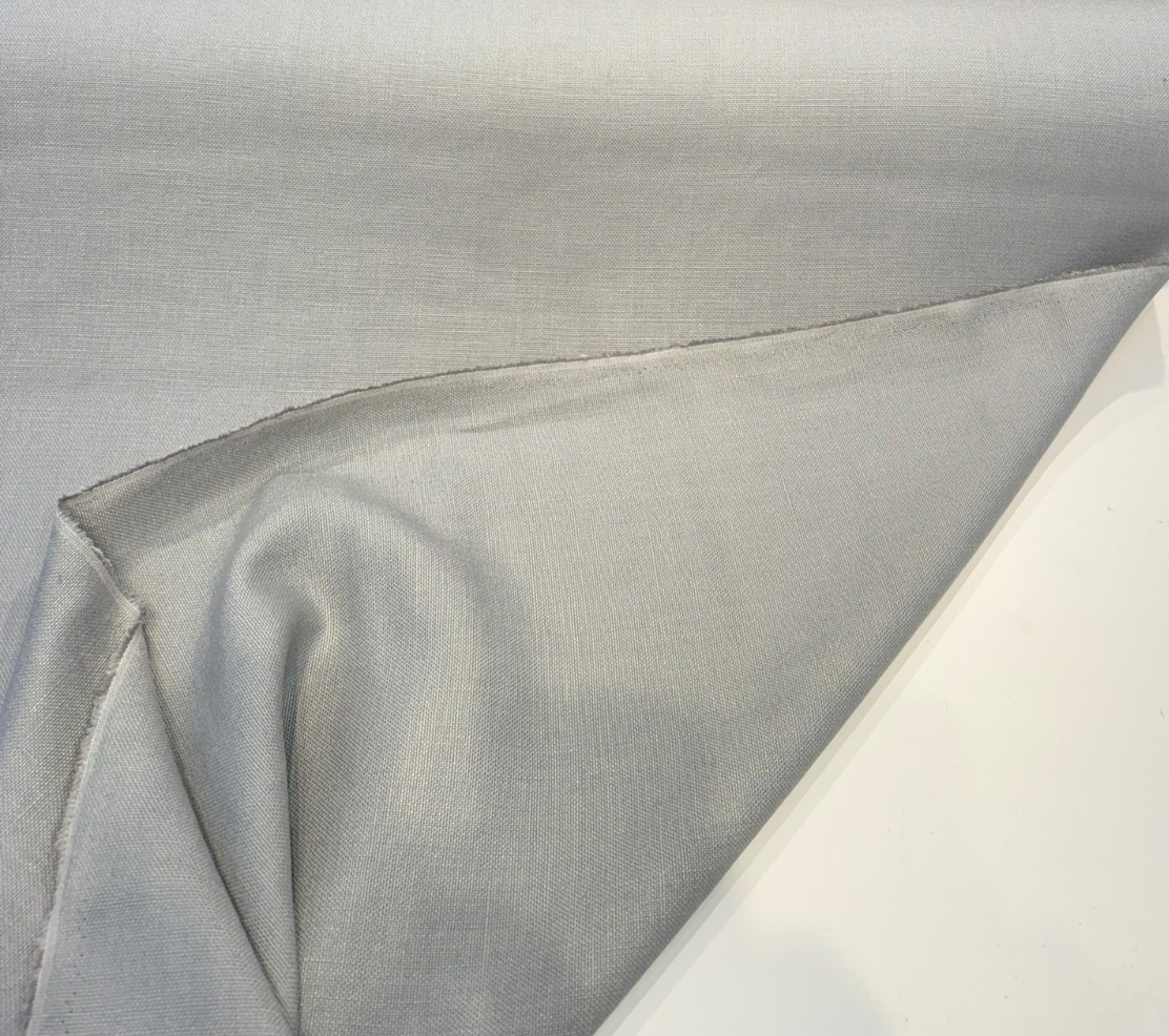 Libeco Belgian Tailored Linen Sanfor Airo Light Gray Linen Fabric - Light Gray, 54" Width (1 Yard)