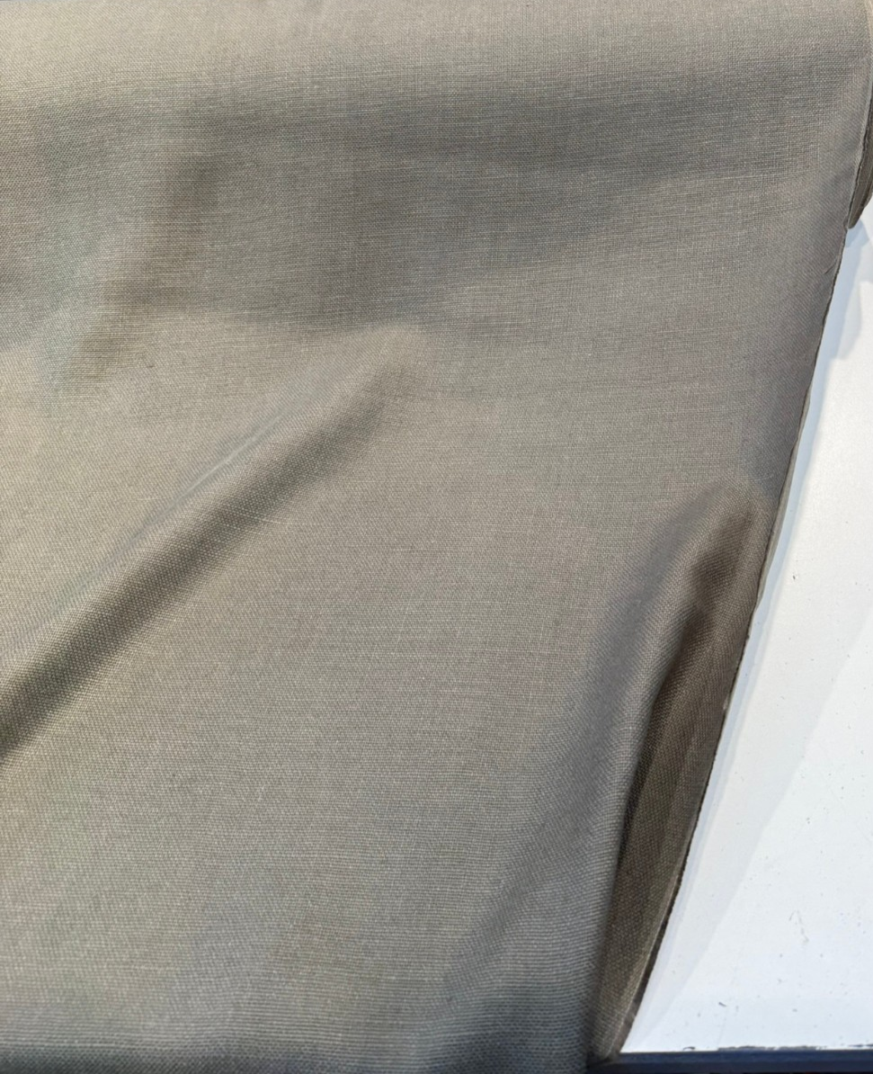 Libeco Belgian Tailored Linen Sanfor Airo Loden Olive Fabric - Olive Gray Texture, 54" Width (1 Yard)