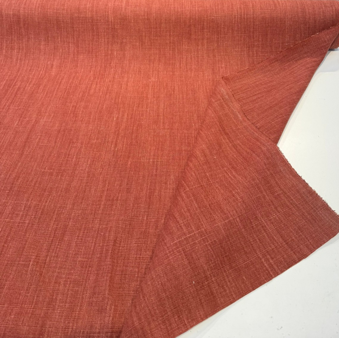 Nelen & Delbeke Belgian Linen Lino Terracotta Belgian Linen Fabric - Terracotta, 59" Width (1 Yard)