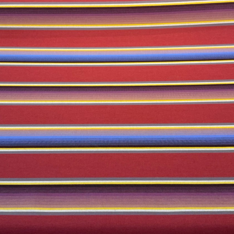 Sunbrella Serape Stripe Canyon Acrylic Fabric - Serape Stripe, Red/Yellow/Purple/Blue/Gray/Black, 56" Width (1 Yard)