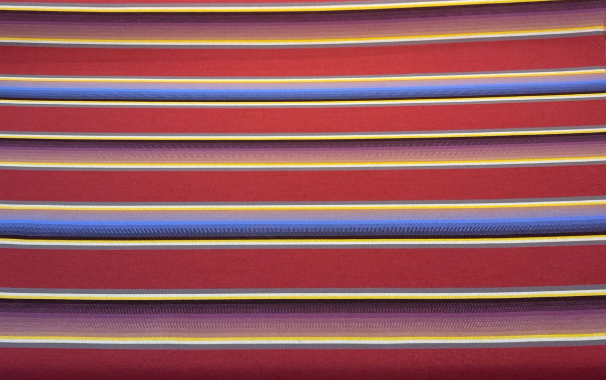 Sunbrella Serape Stripe Canyon Acrylic Fabric - Serape Stripe, Red/Yellow/Purple/Blue/Gray/Black, 56" Width (1 Yard)