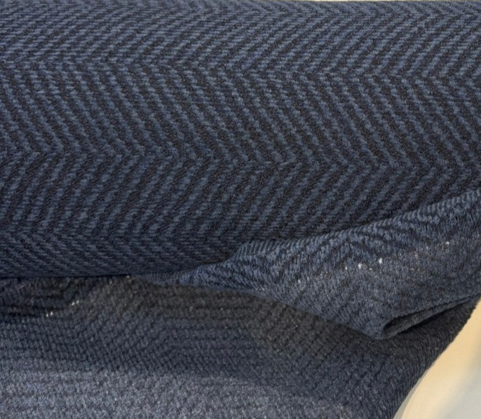 Sunbrella Refract Acrylic Fabric - Indigo Blue Herringbone, 54" Width (1 Yard)