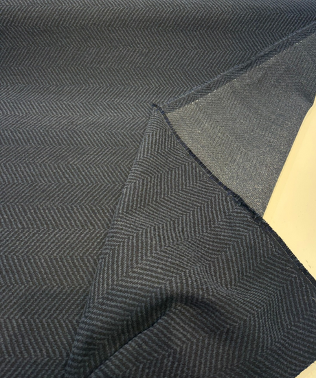 Sunbrella Refract Acrylic Fabric - Indigo Blue Herringbone, 54" Width (1 Yard)