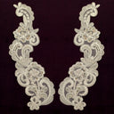 1 Pair Beaded & Corded Floral Lace Applique 11" x 3" Each Side