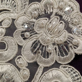 1 Pair Beaded & Corded Floral Lace Applique 11" x 3" Each Side