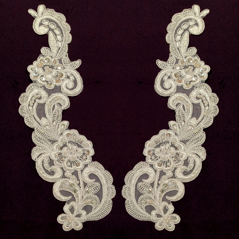 Beaded Corded Floral Lace Applique