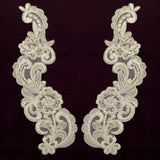 Beaded Corded Floral Lace Applique