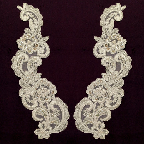 Beaded Corded Floral Lace Applique
