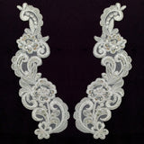 Beaded Corded Floral Lace Applique