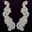 Beaded Corded Floral Lace Applique Pair