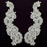 Beaded Corded Floral Lace Applique Pair