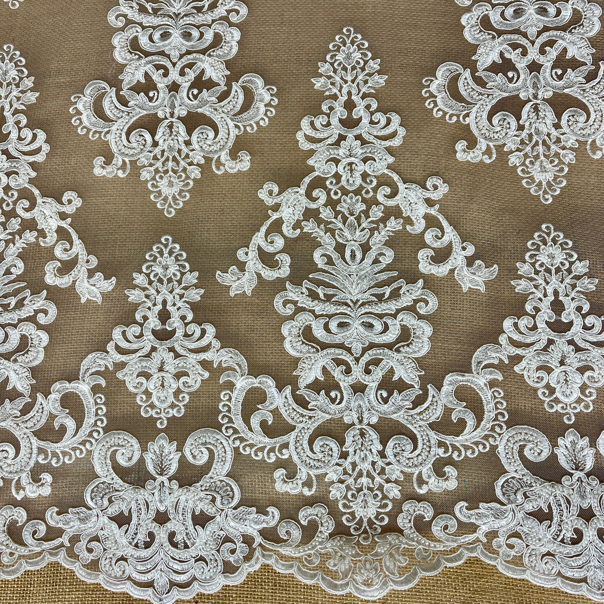 Beaded Corded Bridal Lace Dark Ivory
