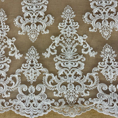 Beaded Corded Bridal Lace Dark Ivory
