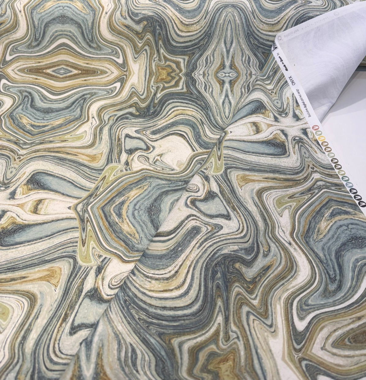 Zendaya Marbled Teal Green Cotton Fabric - Marble/Stone-Inspired, Teal Green, 54" Width (By The Yard)